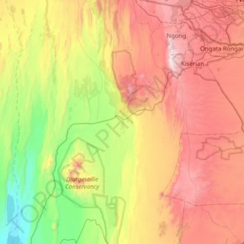 Mappa topografica Keekonyokie ward, altitudine, rilievo