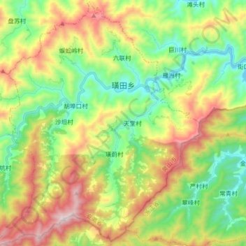 Mappa topografica 璜田乡, altitudine, rilievo