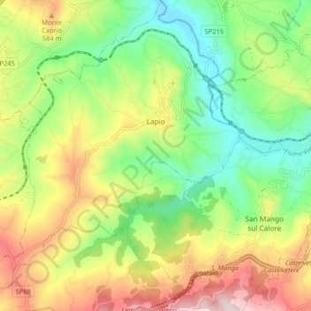 Mappa topografica Lapio, altitudine, rilievo