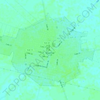Mappa topografica Izamal, altitudine, rilievo