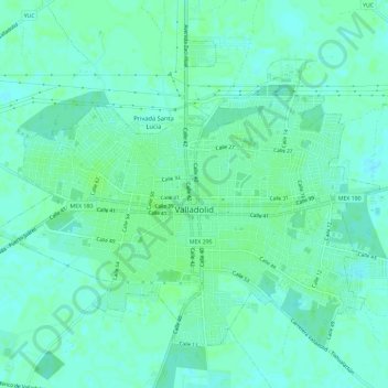 Mappa topografica Valladolid, altitudine, rilievo