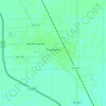 Mappa topografica Trumann, altitudine, rilievo