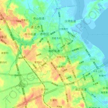 Mappa topografica 南桥街道, altitudine, rilievo