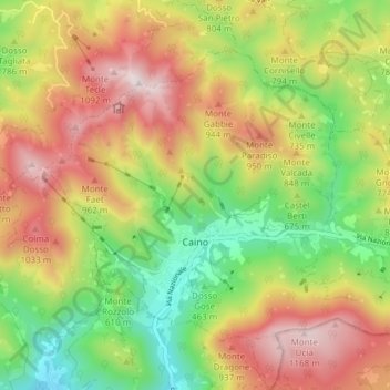 Mappa topografica Caino, altitudine, rilievo