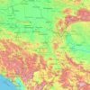 Mappa topografica Serbia, altitudine, rilievo