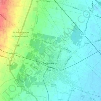 Mappa topografica Poggiomarino, altitudine, rilievo
