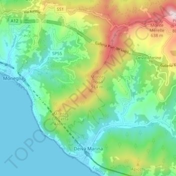 Mappa topografica Deiva Marina, altitudine, rilievo