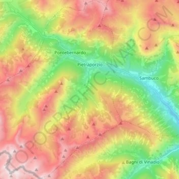 Mappa topografica Pietraporzio, altitudine, rilievo