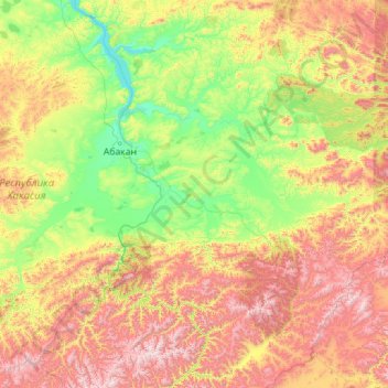 Mappa topografica Минусинская котловина, altitudine, rilievo