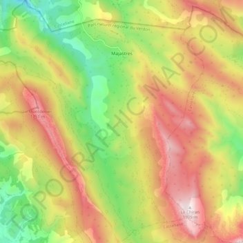 Mappa topografica Majastres, altitudine, rilievo