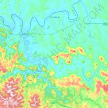 Mappa topografica Irineópolis, altitudine, rilievo