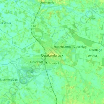 Mappa topografica Quakenbrück, altitudine, rilievo