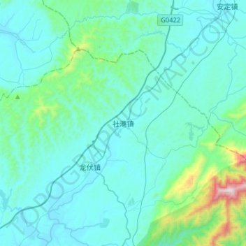 Mappa topografica 社港镇, altitudine, rilievo