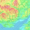 Mappa topografica South Wales, altitudine, rilievo