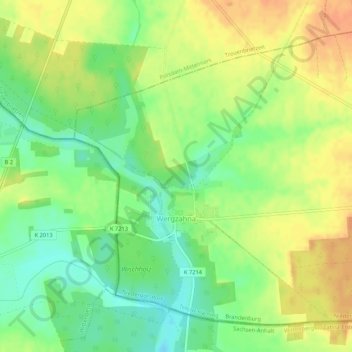 Mappa topografica Wergzahna, altitudine, rilievo
