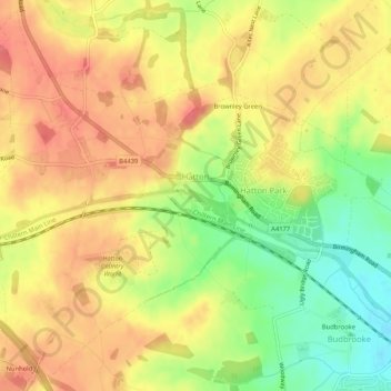 Mappa topografica Hatton, altitudine, rilievo