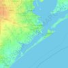Mappa topografica Galveston County, altitudine, rilievo