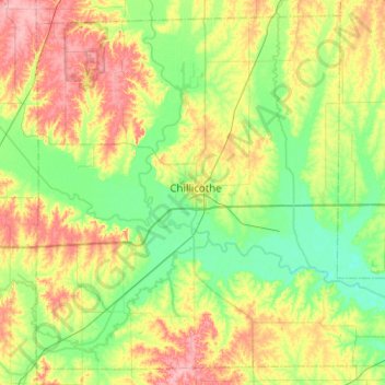 Mappa topografica Livingston County, altitudine, rilievo