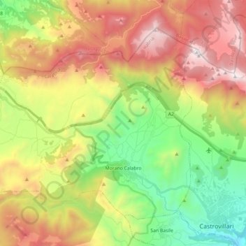 Mappa topografica Morano Calabro, altitudine, rilievo