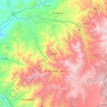 Mappa topografica La Vega, altitudine, rilievo
