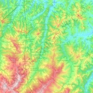 Mappa topografica Monterenzio, altitudine, rilievo