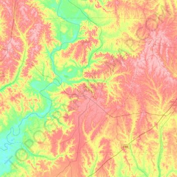 Mappa topografica Monroe County, altitudine, rilievo