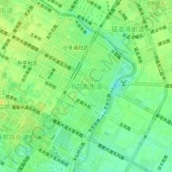 Mappa topografica 书院街街道, altitudine, rilievo