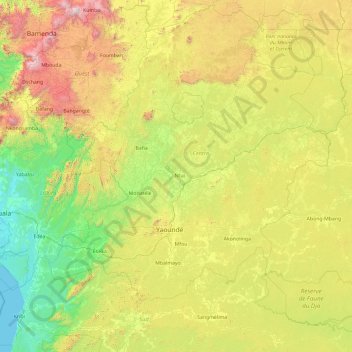 Mappa topografica Sanaga, altitudine, rilievo