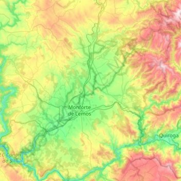 Mappa topografica Tierra de Lemos, altitudine, rilievo