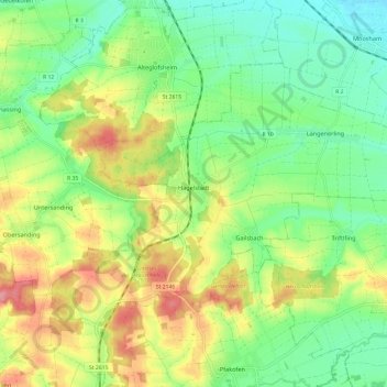 Mappa topografica Hagelstadt, altitudine, rilievo