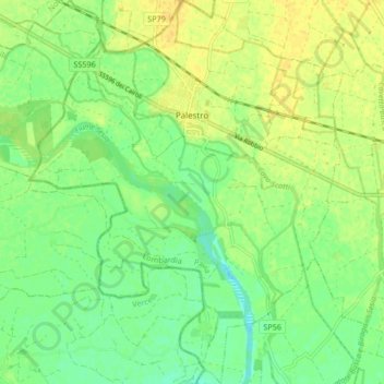Mappa topografica Palestro, altitudine, rilievo