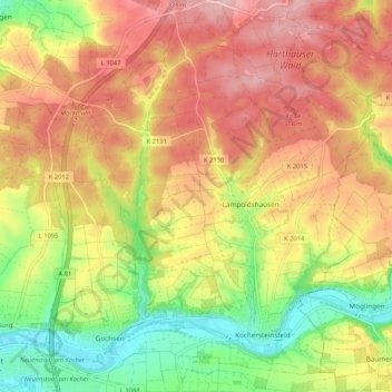 Mappa topografica 74239, altitudine, rilievo