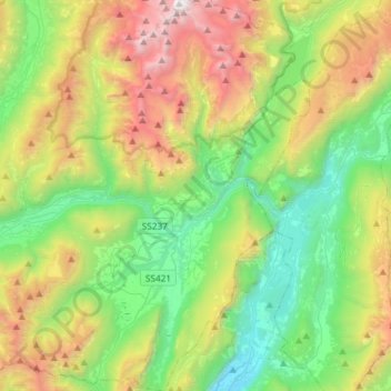 Mappa topografica Comano Terme, altitudine, rilievo