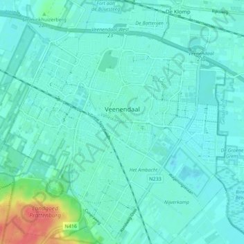 Mappa topografica Veenendaal, altitudine, rilievo