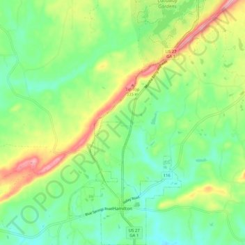 Mappa topografica Hamilton, altitudine, rilievo