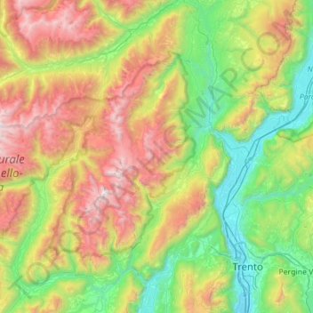 Mappa topografica Dolomiti di Brenta, altitudine, rilievo