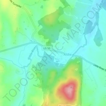 Mappa topografica Aldie, altitudine, rilievo