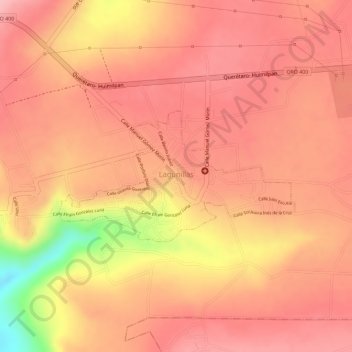 Mappa topografica Lagunillas, altitudine, rilievo