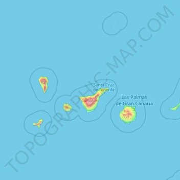 Mappa topografica Canary Islands, altitudine, rilievo