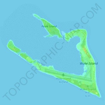 Mappa topografica Wake Island, altitudine, rilievo