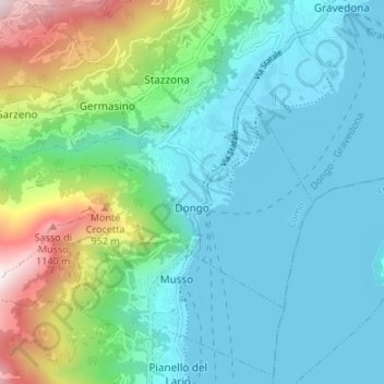 Mappa topografica Dongo, altitudine, rilievo