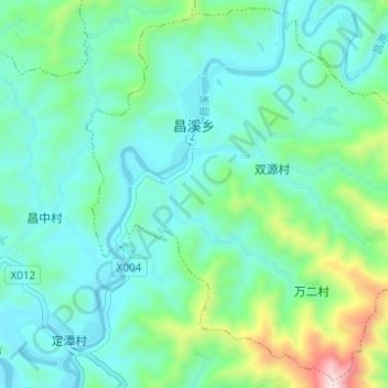 Mappa topografica 昌溪乡, altitudine, rilievo