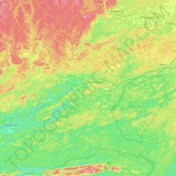 Mappa topografica Sudbury, altitudine, rilievo