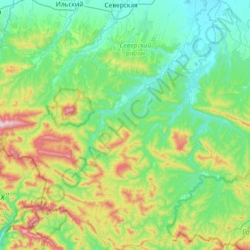 Mappa topografica Смоленское сельское поселение, altitudine, rilievo