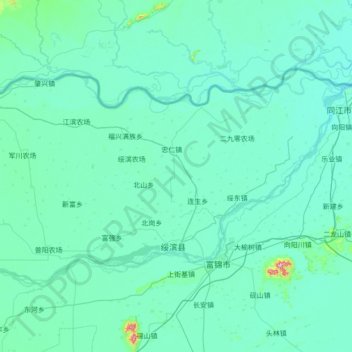 Mappa topografica 绥滨县, altitudine, rilievo