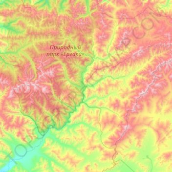 Mappa topografica Араданский сельсовет, altitudine, rilievo