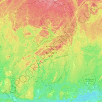 Mappa topografica Kawartha Highlands Signature Site, altitudine, rilievo