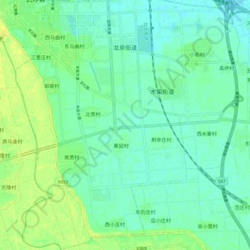Mappa topografica 龙泉街道, altitudine, rilievo