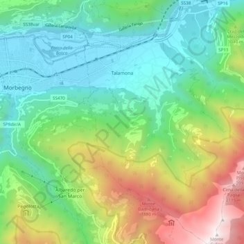 Mappa topografica Talamona, altitudine, rilievo