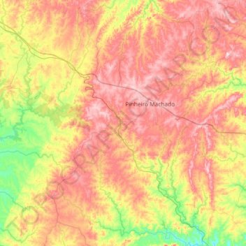 Mappa topografica Pinheiro Machado, altitudine, rilievo